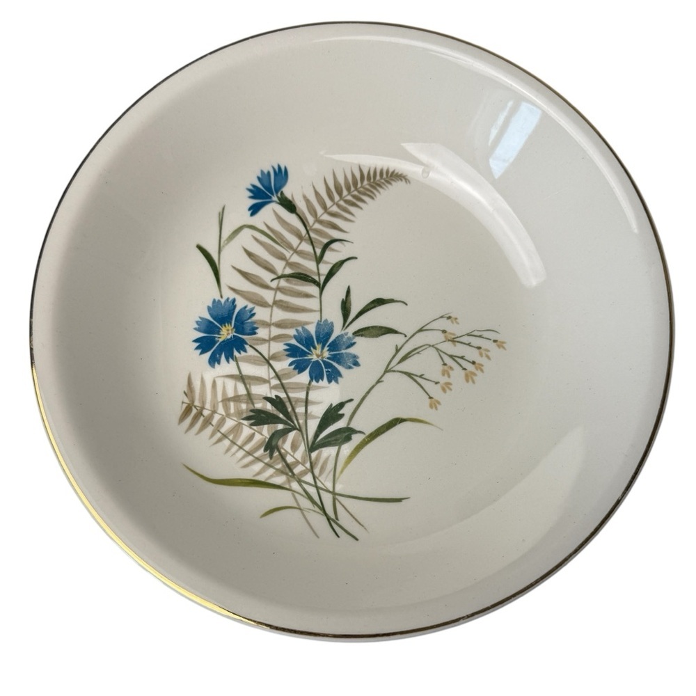Paden City Pottery Bluebell Bowl /Dinner Plate USA Oven Proof 8” Wildflower MCM - Picture 3 of 16